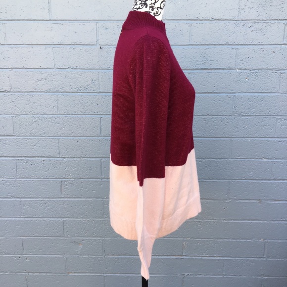 Michael Kors Pink Burgundy Colorblock Sweater - Picture 3 of 6
